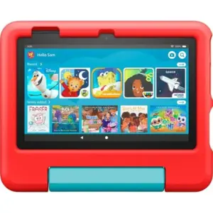 Amazon Fire 7 Kids Edition Tablet (2022), 7" 171 ppi IPS Display, 1GB RAM, 16GB Storage, 2 MP Front & Rear Cameras, Up to 7 Hours Battery Life, Easy Parental Controls, Kid-Proof Case, Red | B099HF2WGM