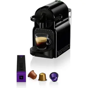 Nespresso D40 Inissia Coffee Machine, With 20 Sets Of Capsules, 0.7L Removable Water Tank, Folding Drip Tray for Latte, High Pressure Pump & Perfect Heat Control System, Black | EN-80.B