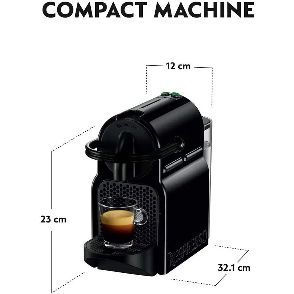 Nespresso D40 Inissia Coffee Machine, With 20 Sets Of Capsules, 0.7L Removable Water Tank, Folding Drip Tray for Latte, High Pressure Pump & Perfect Heat Control System, Black | EN-80.B - Image 8