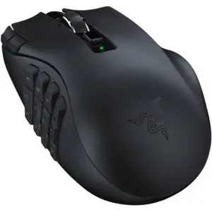 Razer Naga V2 HyperSpeed MMO Wireless Gaming Mouse, 30000 DPI Optical Sensor, 2.4GHz, Bluetooth, 19 Programable Buttons, 60MClicks, Up to 400H Battery, Optical Sensor, Black | RZ01-03600100-R3G1