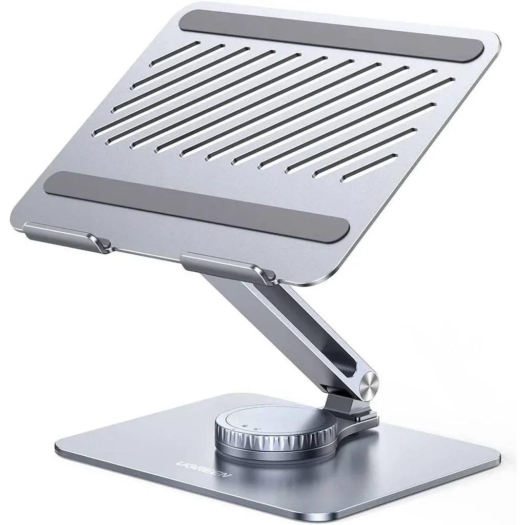 UGREEN 90849 360° Adjustable Desktop Tablet Stand Foldable, Rotating Computer Riser Portable Home Office Desk Computer Stand Holder, Notebook Stand (Silver) | 90849 - 90850