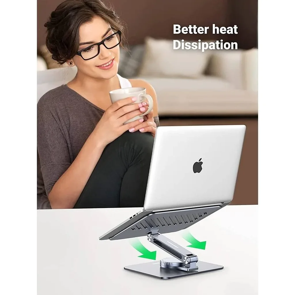 UGREEN 90849 360° Adjustable Desktop Tablet Stand Foldable, Rotating Computer Riser Portable Home Office Desk Computer Stand Holder, Notebook Stand (Silver) | 90849 - 90850 - Image 4