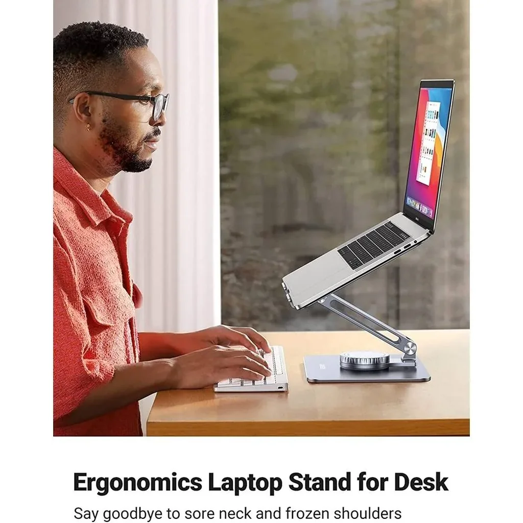 UGREEN 90849 360° Adjustable Desktop Tablet Stand Foldable, Rotating Computer Riser Portable Home Office Desk Computer Stand Holder, Notebook Stand (Silver) | 90849 - 90850 - Image 5