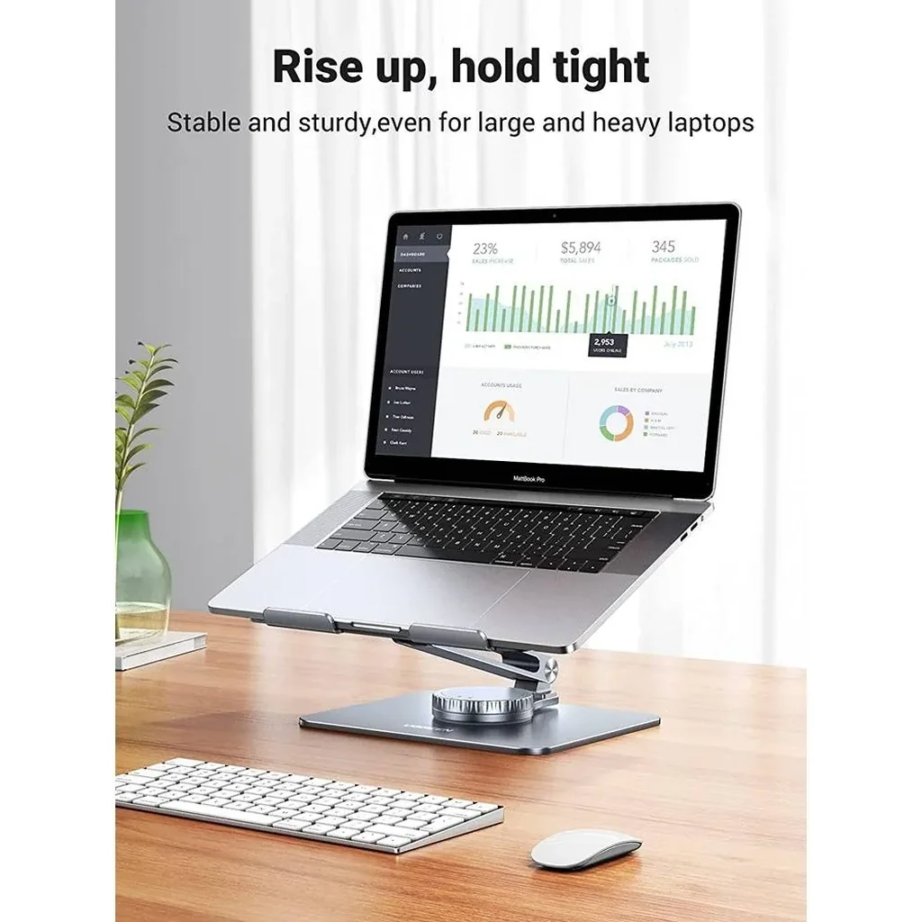 UGREEN 90849 360° Adjustable Desktop Tablet Stand Foldable, Rotating Computer Riser Portable Home Office Desk Computer Stand Holder, Notebook Stand (Silver) | 90849 - 90850 - Image 6
