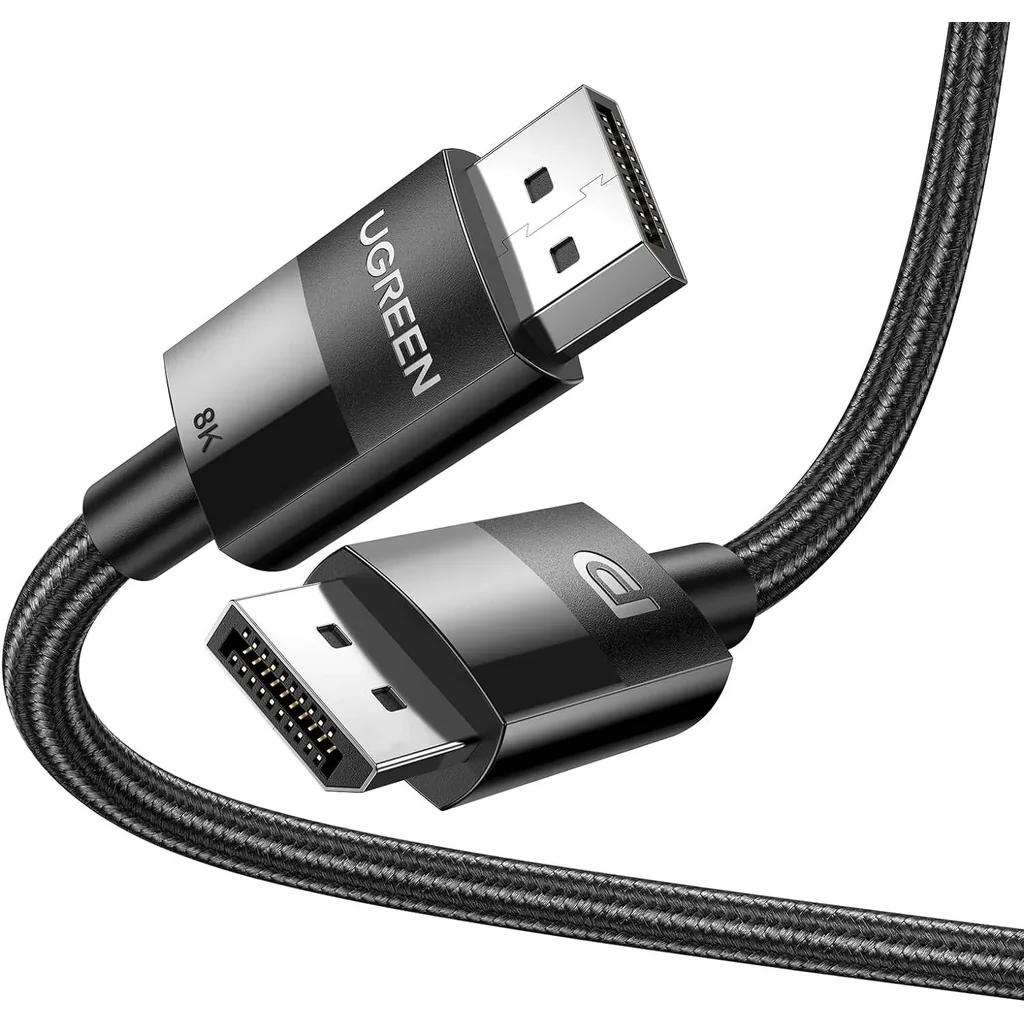 UGREEN Display Port to Display Port, 8k 7680x4320 @ 60Hz Resolution, 32.4Gbps Bandwidth Transmission, G-Sync/FreeSync Support, Nylon Braided Cable SPCC Shell, 3 Meters Cable Length, Black | 80393