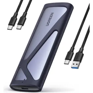 UGREEN M.2 NVMe and SATA SSD Enclosure Reader Adapter, 10Gbps USB C 3.2 Gen2, Thunderbolt 3 Compatible, Tool-Free NVMe External Enclosure Supports M and B&M Keys | 90264 -90541