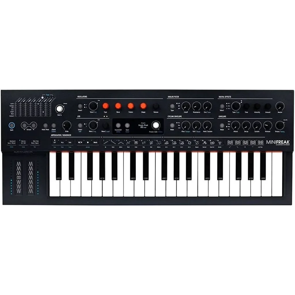 Arturia MiniFreak Hybrid Polyphonic Synthesizer - 6-Voice Digital Engines with Analog Filters, 37-Key Aftertouch Keyboard, Sequencer & Onboard FX, Black | 571001