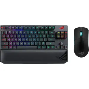 Asus Rog keyboard and mouse - Asus X807 Rog Strix Scope RX TKL Optical Mechanical Gaming Keyboard, Wireless, Bluetooth, RX Red Switch + Asus P713 Rog Harpe Ace Aim Lab Edition Wireless Gaming Mouse