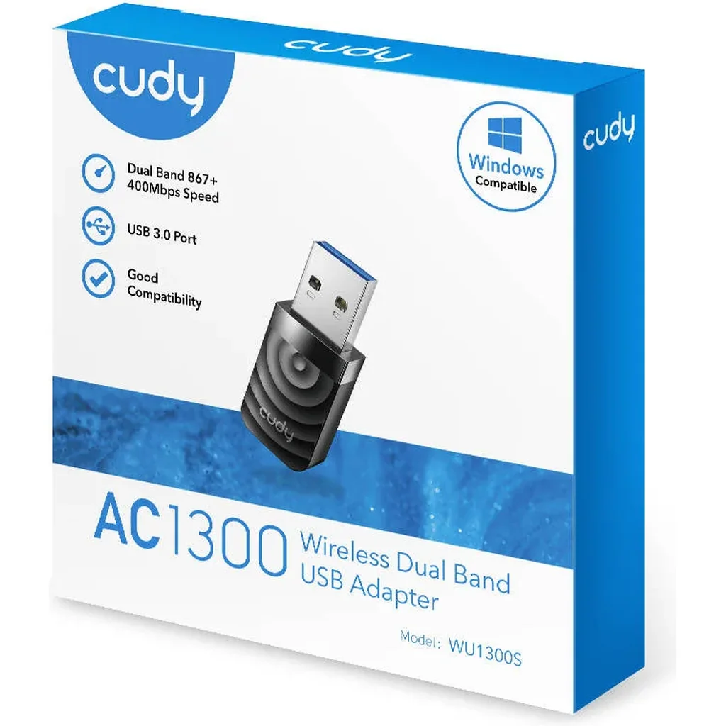 Cudy WU1300S AC1300 Wi-Fi USB 3.0 Adapter, Dual Band 5GHz & 2.4GHz Wi-Fi, High Gain Antenna, Black | WU1300S - Image 5