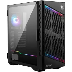 MSI MPG VELOX 100P AIRFLOW Mid-Tower PC Case, Temp Glass Panel, Optimized for Airflow, RGB Mystic Light, Up to 7 Fans, Up to 360mm Radiator Support, Side Ventilation Config, Black | 306-7G18P21-809