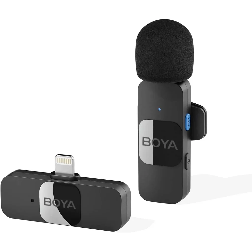 BOYA BY-V1 Professional 2.4GHz Wireless Lavalier Microphone System, 50m Range, Lapel Microphone for iPhone 13, iPad - Cordless Omnidirectional, for Interview Video Podcast Vlog YouTube, Black | BY-V1