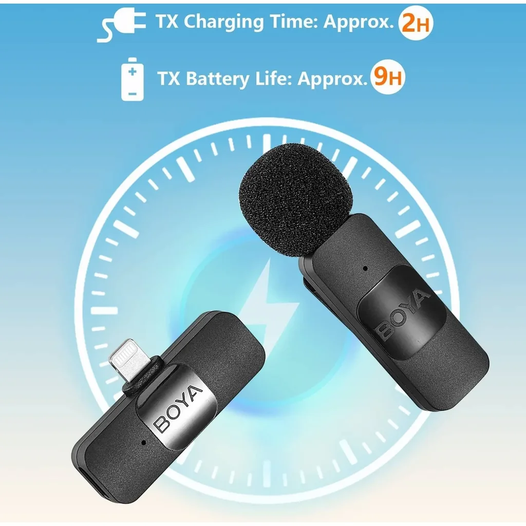 BOYA BY-V1 Professional 2.4GHz Wireless Lavalier Microphone System, 50m Range, Lapel Microphone for iPhone 13, iPad - Cordless Omnidirectional, for Interview Video Podcast Vlog YouTube, Black | BY-V1 - Image 6