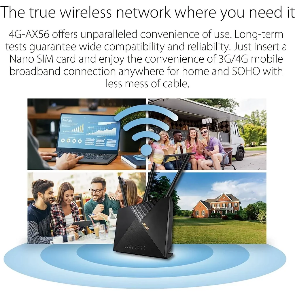 ASUS 4G-AX56 AX1800 Gigabit Ethernet Dual-Band Wireless Router, Captive Portal, Aiprotection, Parental Controls, LTE Connectivity | 90IG06G0-MO3110 - Image 5