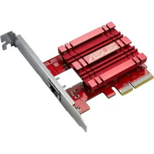 ASUS XG-C100C 10GBase-T PCIe Network Adapter, 10Gbps Networking, RJ45 Port, QoS, Win & Linux Compatible, Red | 90IG0760- M00B00
