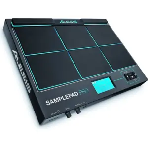 Alesis SamplePad Pro Sample Triggering Instrument, 8 Pad Percussion, With Responsive Dual Zone Rubber Pads, Active Blue LED Illumination, 200+ Built In Sounds, Black | SAMPLEPADPRO