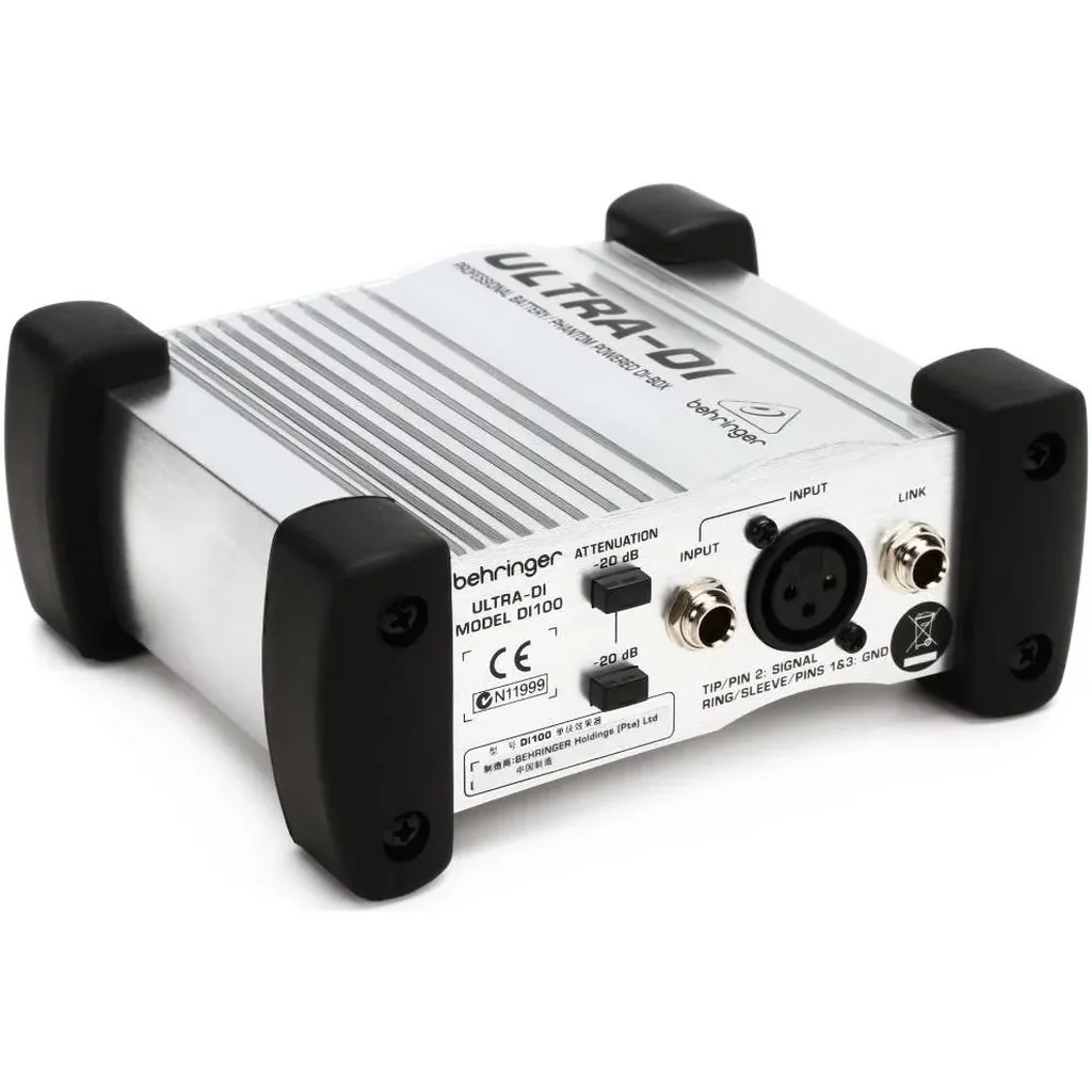 Behringer Ultra DI DI100 1 Channel Active Direct Box OT 1 Transformer, +50 dB Pad, Ground Lift, Battery/Phantom Powered | DI100