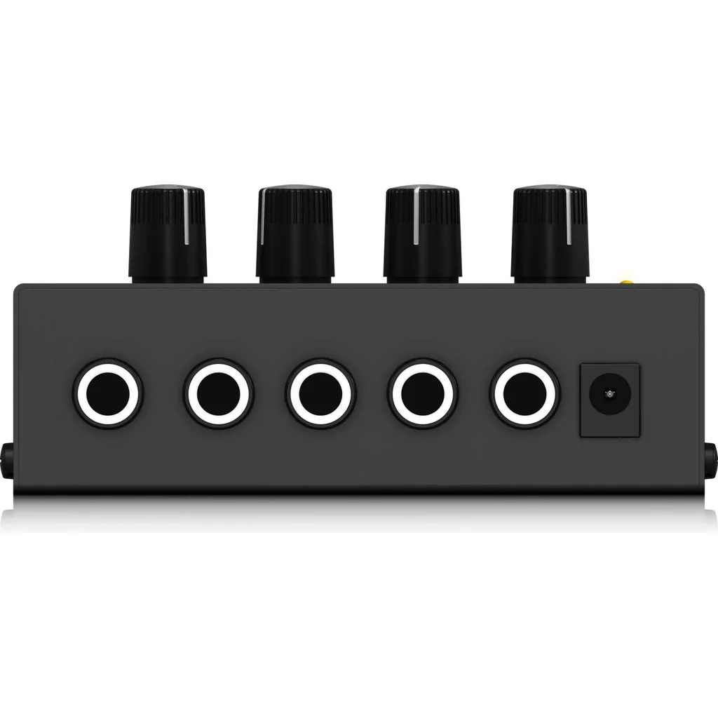 Behringer Ultra Compact Stereo Headphone Amplifier, 4 Output Channel, 1 x 1/4" TRS Analog Inputs, DC 12V Adapter Included, For Studio and Stage applications, Black - Silver | HA400 - Image 2