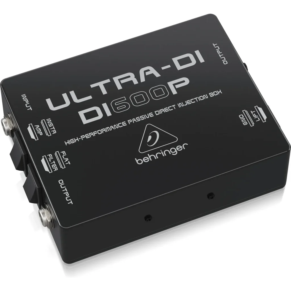 Behringer Ultra DI DI600P Passive Microphone / Instrument Direct Box, 1 Channel, 1/4" TS In and Parallel Out, Ground Lift, Ultra Flat Frequency Response, Rugged Metal Case, Black | DI600P - Image 2