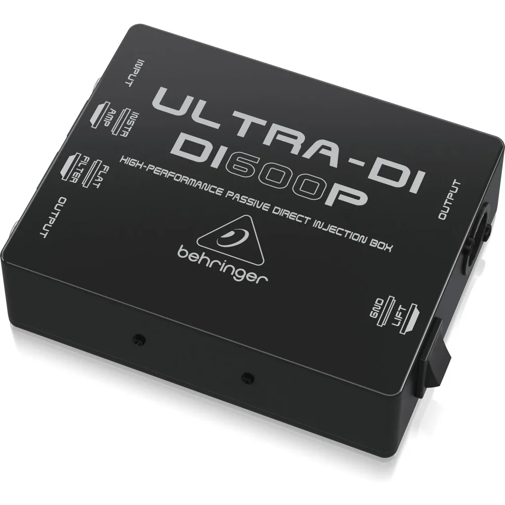 Behringer Ultra DI DI600P Passive Microphone / Instrument Direct Box, 1 Channel, 1/4" TS In and Parallel Out, Ground Lift, Ultra Flat Frequency Response, Rugged Metal Case, Black | DI600P - Image 3