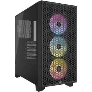 Corsair 3000D RGB AIRFLOW Mid-Tower PC Case, Tempered Glass & Airflow Optimized Front Panel, Up to 8x 120mm Fans & 360mm Radiators, 2*3.5"or 2*2.5" Drive Bays, 2*USB 3.2 Type-A, Black | CC-9011255-WW