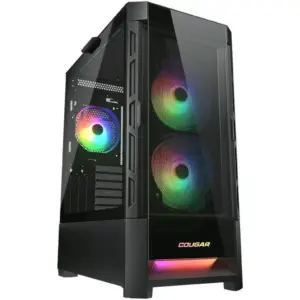 COUGAR DUOFACE RGB ATX Mid Tower PC Case, Tem Glass & Mesh Front Panels, Brilliant RGB Lighting, Up to 280mm Radiator & 5* 120mm Fans, 7+3 Exp Ports, USB 3.0 x 2, USB 2.0, Black | CG-GC-DUOFACE-BLK