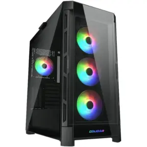 COUGAR Duoface Pro RGB ATX Mid-Tower Case, Steel Frame & Tempered Glass Panel, Support up to 360mm Radiator & 9* 120mm Fans, Dazzling RGB Lighting, 2x USB 3.0 / 2.0 / Type-C, Black | 385AD10.0001