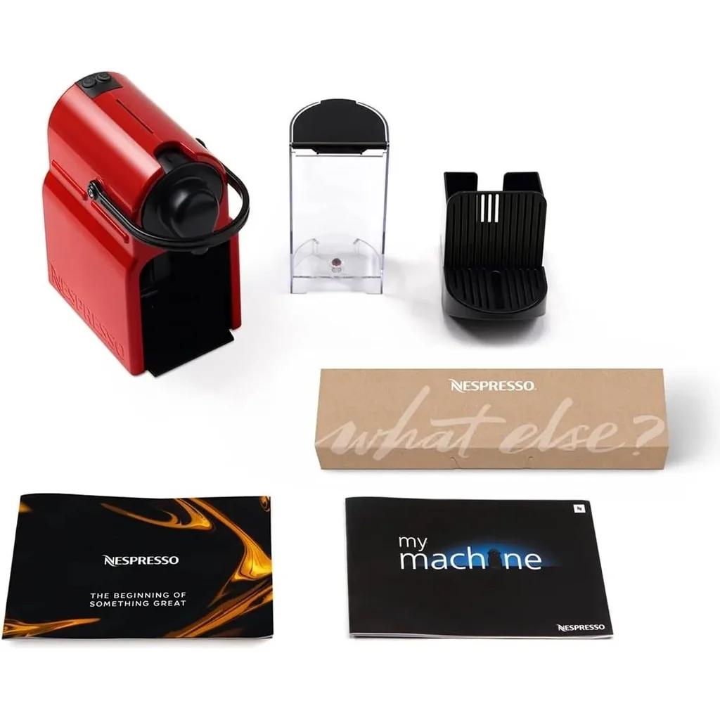Nespresso Inissia C40 Red Bundle Coffee Machine, 19 Bars Pressure, 700ML Water Tank Capacity, 25 Seconds Heat Up Time, 9 Capsules, Metal Cup Support, Red | Inissia C40 - Image 4