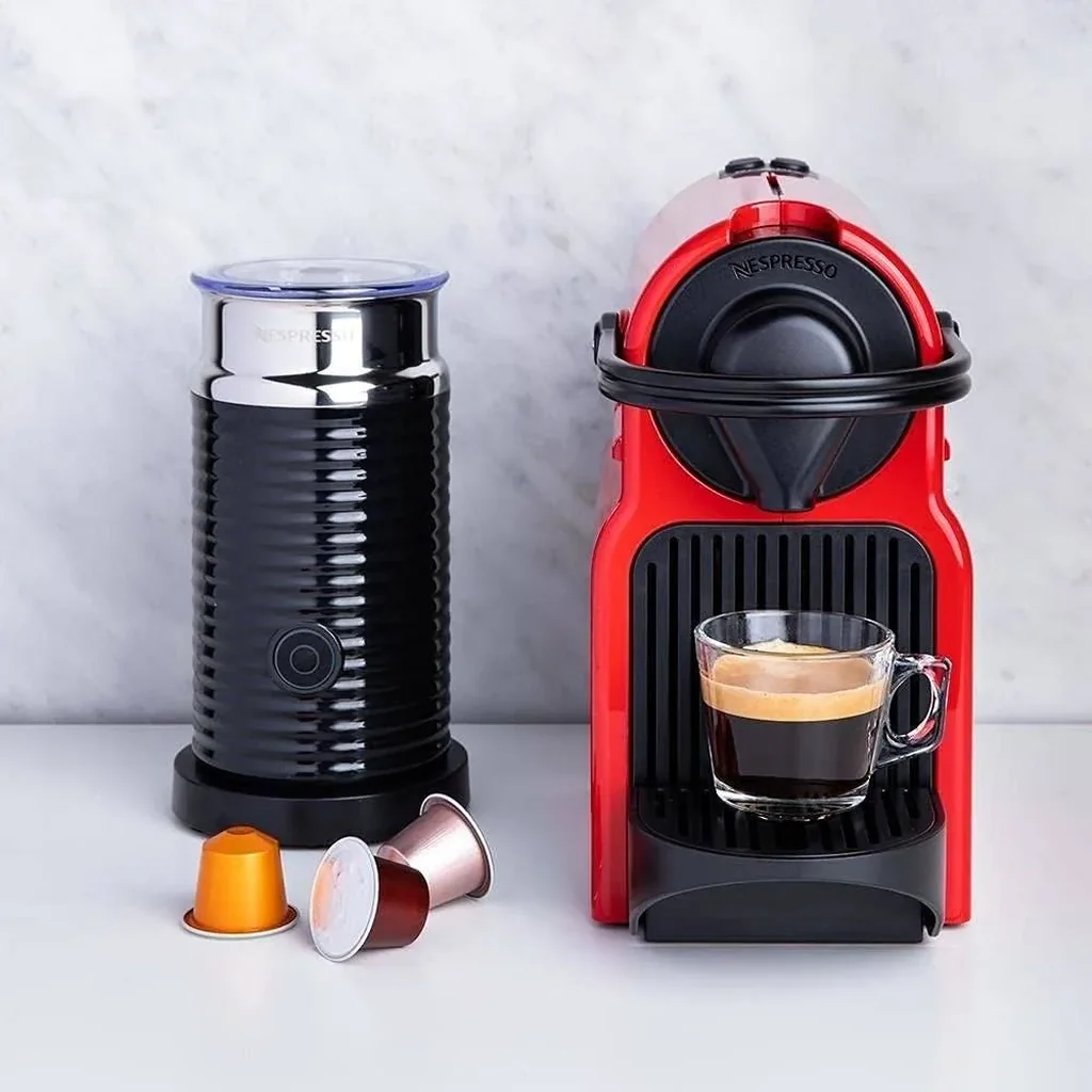 Nespresso Inissia C40 Red Bundle Coffee Machine, 19 Bars Pressure, 700ML Water Tank Capacity, 25 Seconds Heat Up Time, 9 Capsules, Metal Cup Support, Red | Inissia C40 - Image 5