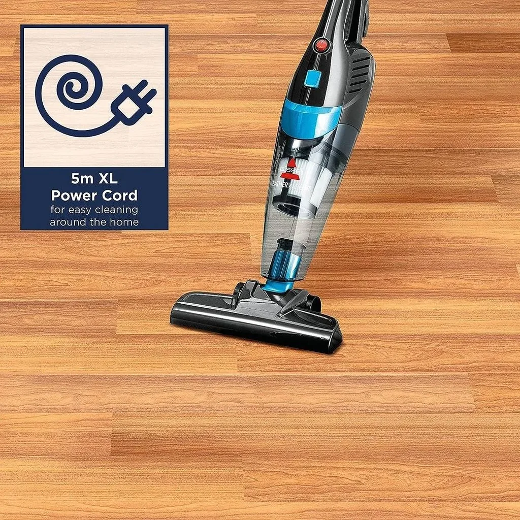 Bissell Lightweight Corded Stick Vacuum, 3-in-1, Stick Vacuum, Hand Vacuum & Stairs Vacuum Modes, 0.5L Dirt Tank Capacity, 5mm Power Cord Length, Black/Blue | 2024E - Image 3