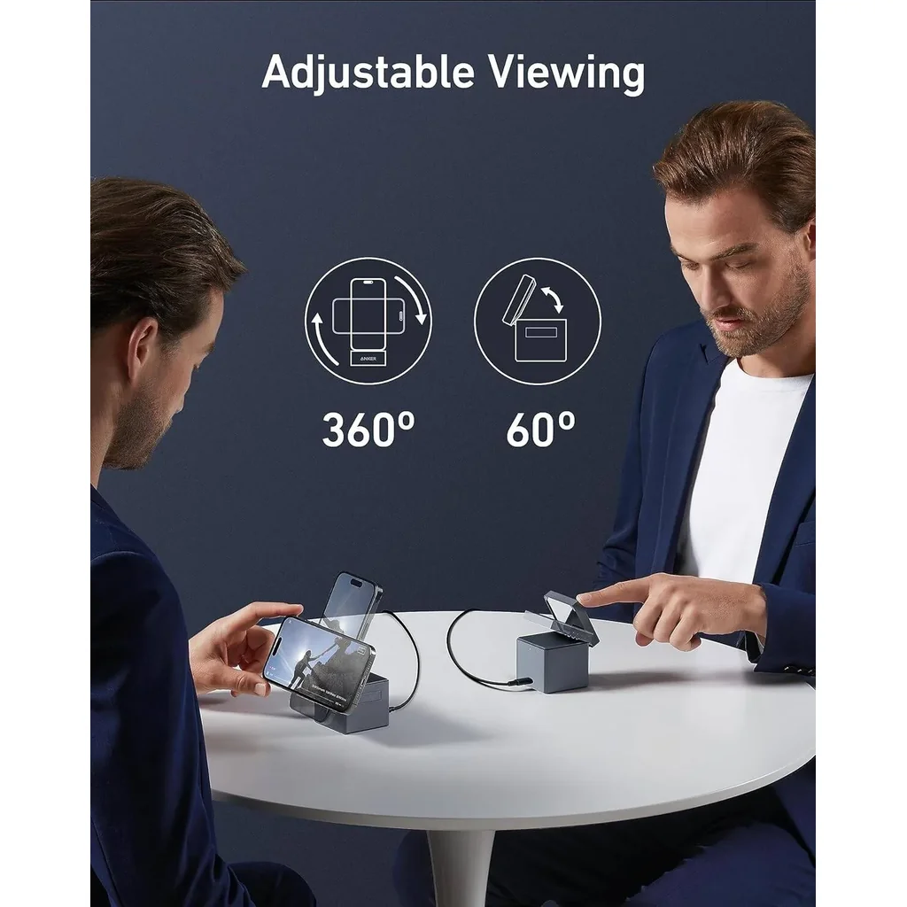 Anker 3 In 1 Cube With Qi2 Magnetic Charger, 15W Fast Charging, Adjustable Viewing Angle Up to 60 Degree, MagSafe Compatible Travel Charger, Foldable Design, Gray | Y1811KA1 - Image 7