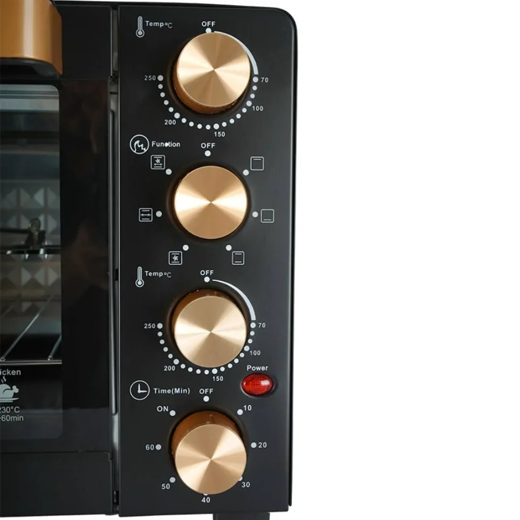 Afra Japan Electric Oven Toaster, 2200W, 80L Capacity, Cooking And Grilling, Adjustable Thermostat, 60 Minute Timer, G-MARK / ESMA / ROHS / And CB Certified, 4 Selection Knobs, Black | AF-8022OTBK - Image 5