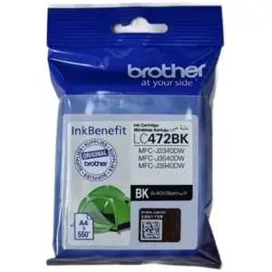 Brother LC472 Black Ink Cartridge 550 Page Yield, Compatible for MFC- J2340DW, MFC- J3540DW & MFC- J3940DW, Black | LC472BK