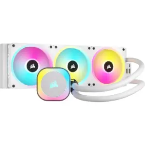 CORSAIR iCUE LINK H150i RGB AIO Liquid CPU Cooler, 360mm Radiator with 120mm QX120 RGB Fans Up to 2400 RPM Speed, 63.1 CFM Airflow, Intel 1700 & AMD AM5 Sockets, White | CW-9061006-WW