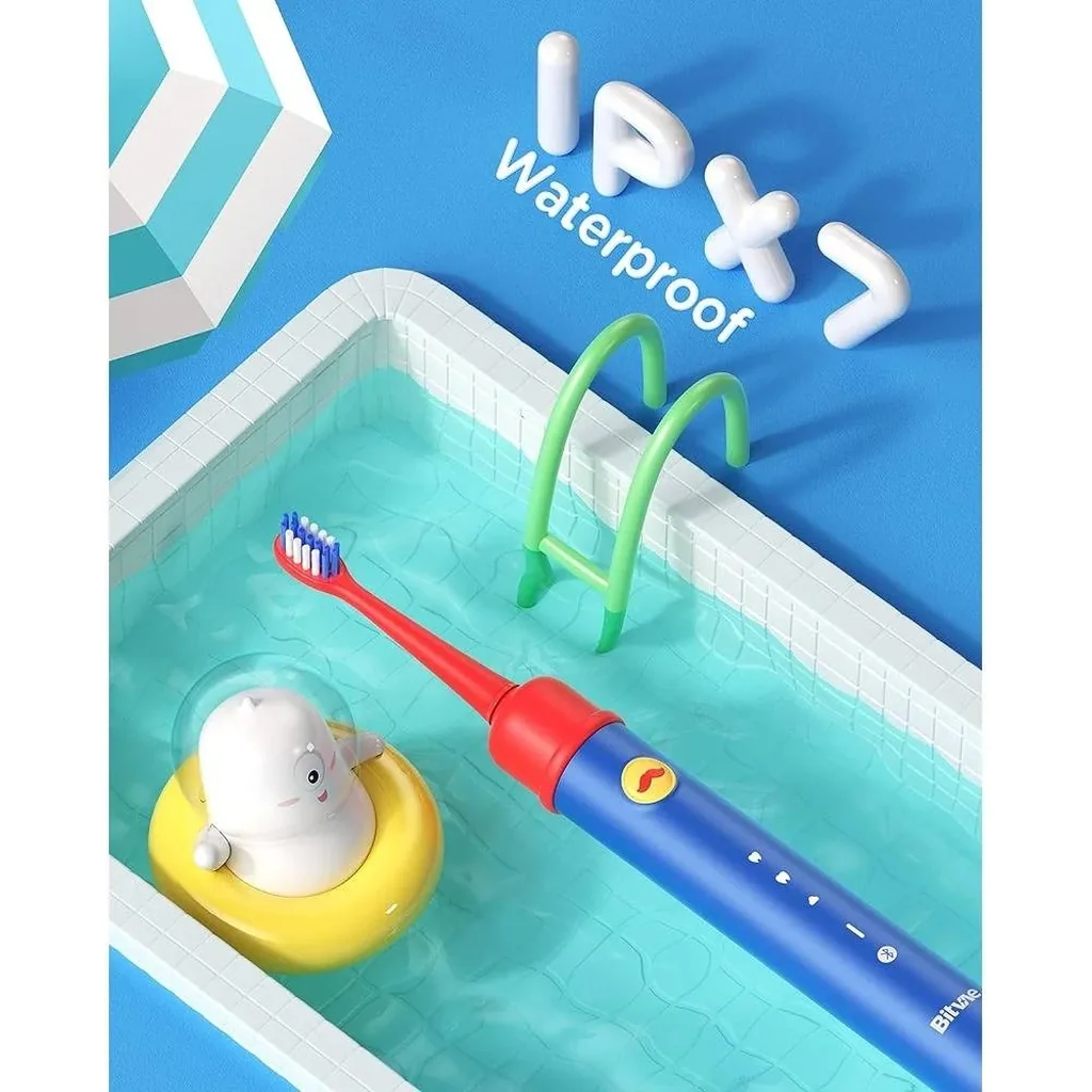 Bitvae Smart K7S Kids Electric Toothbrush, 3 Brushing Modes, 2-Minutes Timer, Pressure Sensor, 4 Replacement Brush Heads, Up to 14-Week Battery Life, IPX7 Waterproof, Blue | K7S-Blue - Image 6