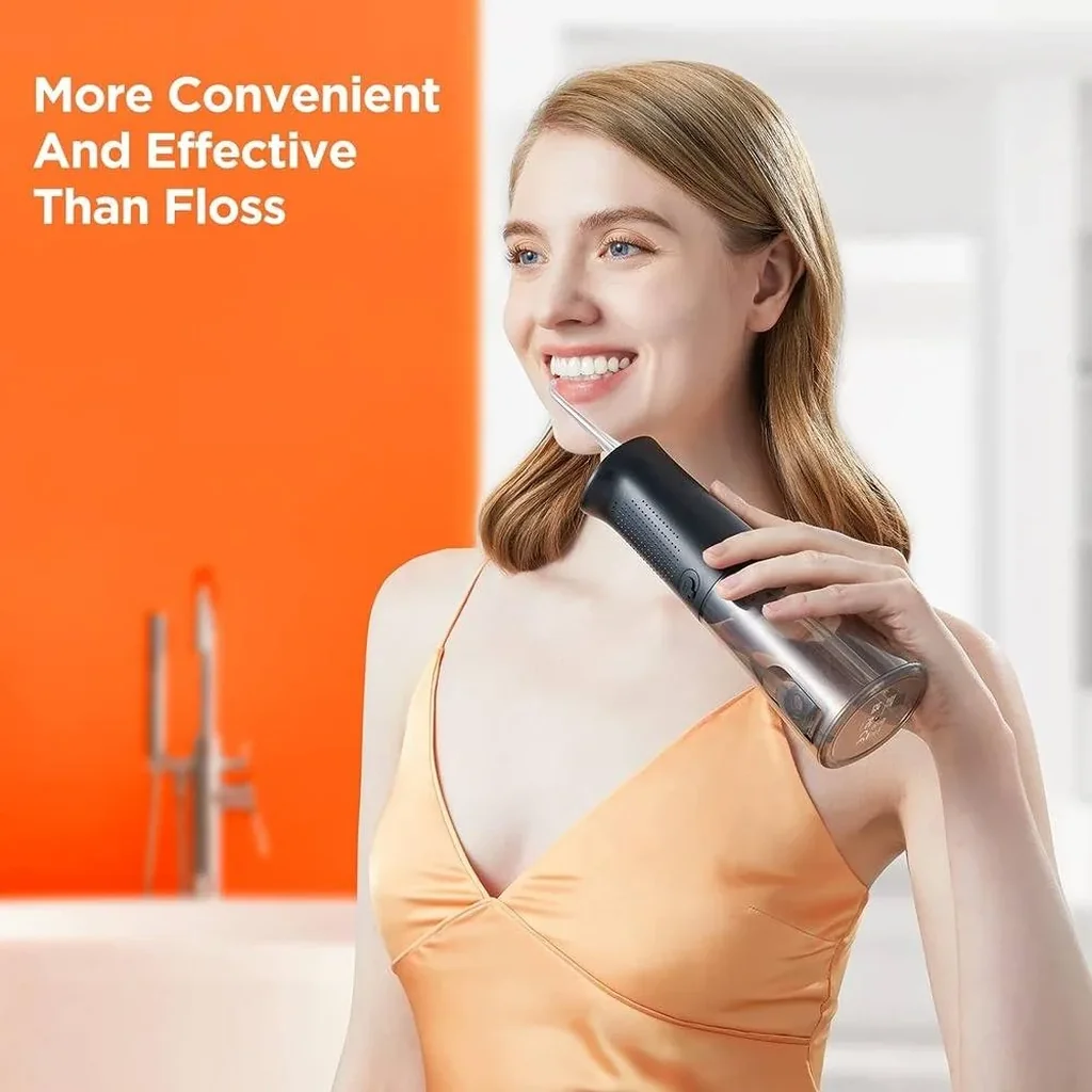 Bitvae Cordless C2 Oral Irrigator, 5 Standard Nozzles + 1 Tongue Scraping Nozzle, 360? Rotating Nozzles, 3 Pressure Settings, 300ml Resevoir, 40-Days Battery Life, Black | C2 - Image 2