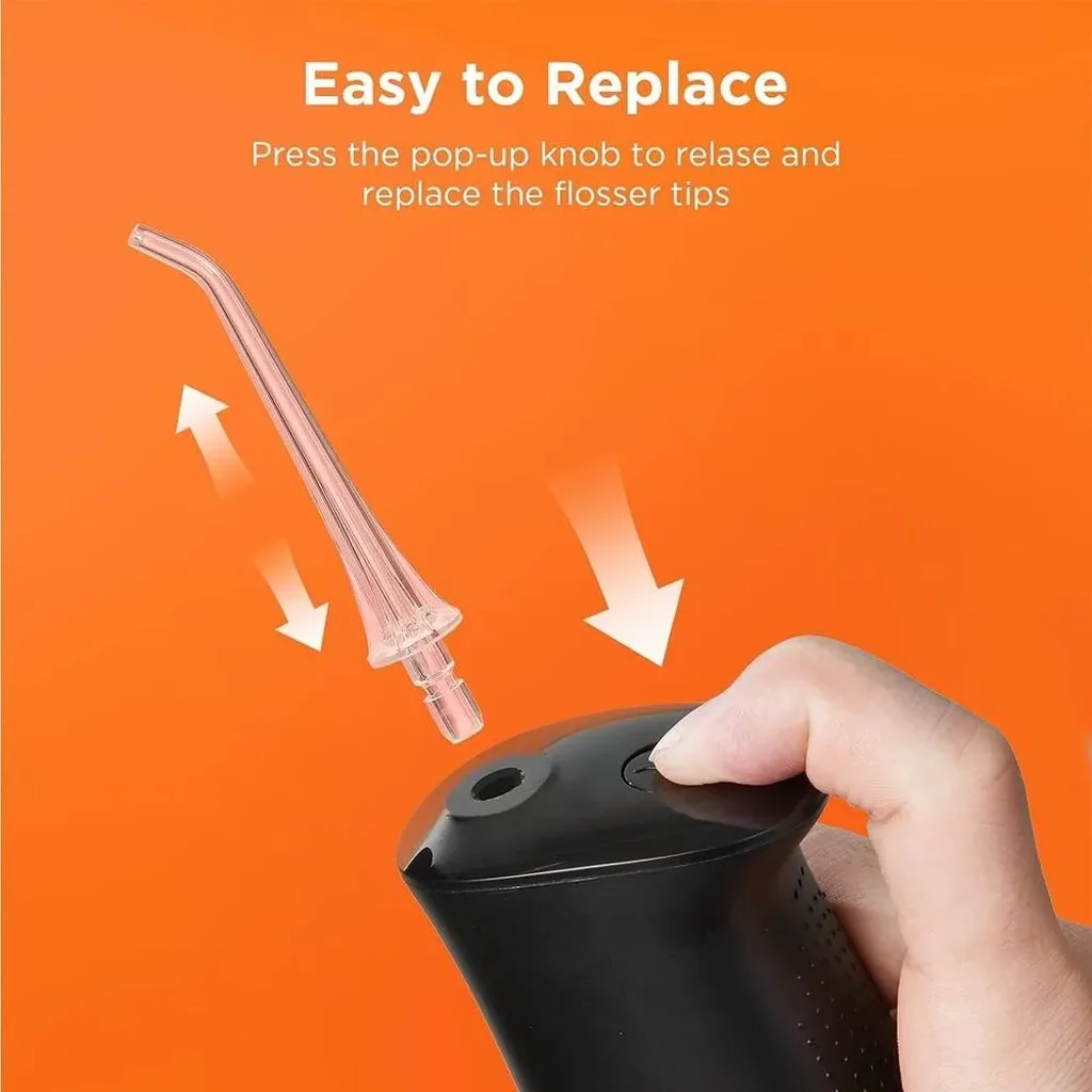 Bitvae Cordless C2 Oral Irrigator, 5 Standard Nozzles + 1 Tongue Scraping Nozzle, 360? Rotating Nozzles, 3 Pressure Settings, 300ml Resevoir, 40-Days Battery Life, Black | C2 - Image 6
