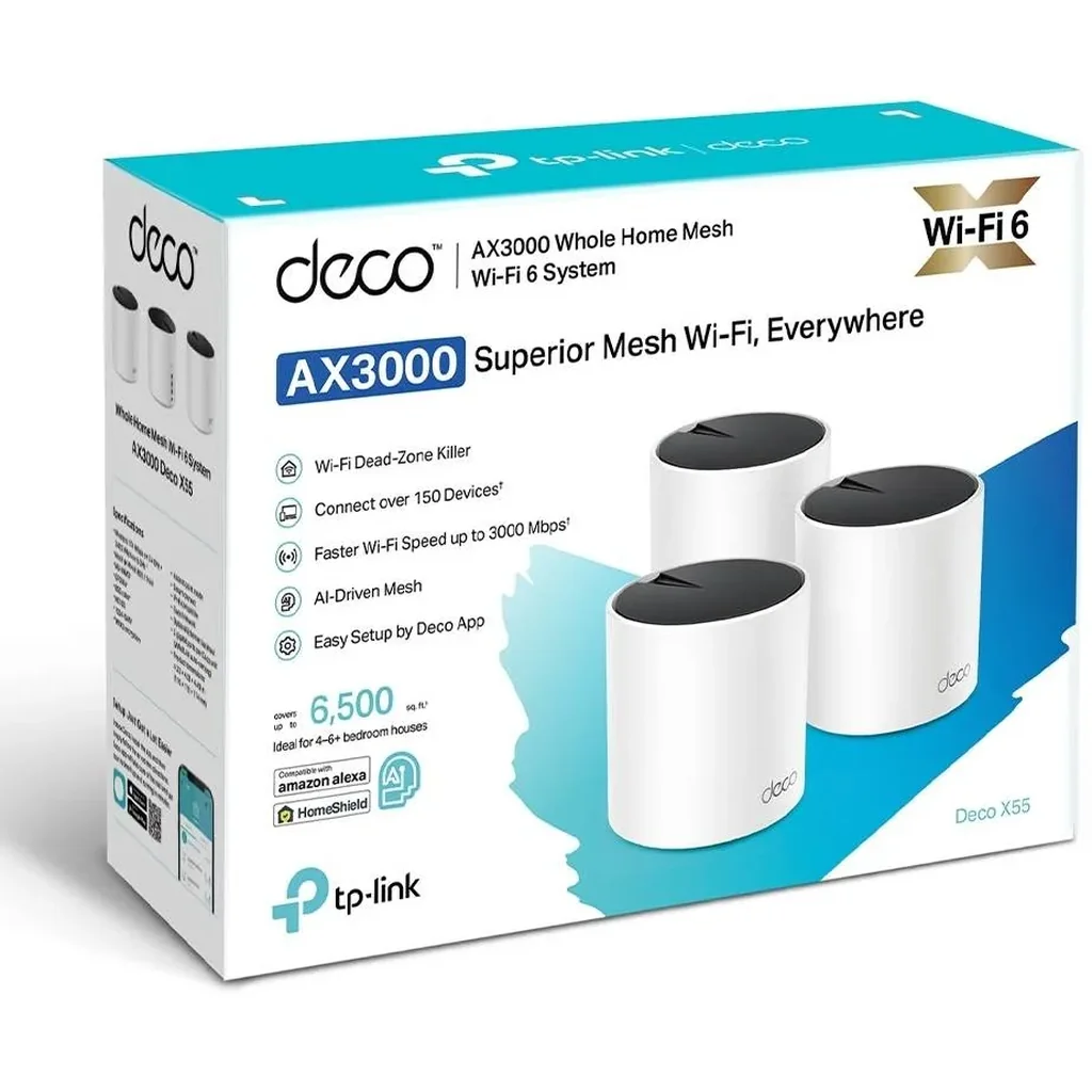 TP-Link Deco AX3000 WiFi 6 Mesh System, Covers up to 6500 Sq.Ft, Replaces Wireless Router and Extender, AI-Driven Mesh, 3 Gigabit Ports Per Unit, Supports Ethernet Backhaul, 3-pack, White | Deco X55 - Image 8
