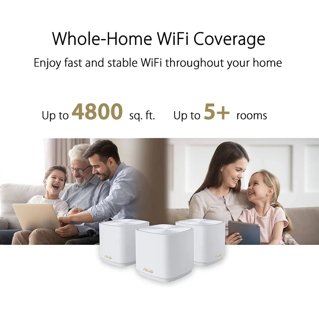 ASUS ZenWiFi XD4 Plus AX1800 Dual Band / Mesh WiFi 6 System, Up to 1800Mbps Speed, 2 ETH LAN Ports, Up to 800 sq.ft Coverage, AiMesh Supported, Parental Controls, 2 Pack, White | 90IG07M0-MO3C20 - Image 5