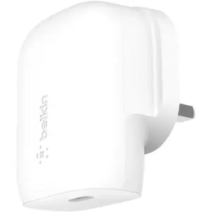 Belkin 30W USB C Wall Charger with PPS, Power Delivery, USB-IF Certified PD 3.0, Fast charger plug for iPhone 15, Samsung Galaxy S23, iPad, AirPods, MacBook, Pixel, White | WCA005myWH