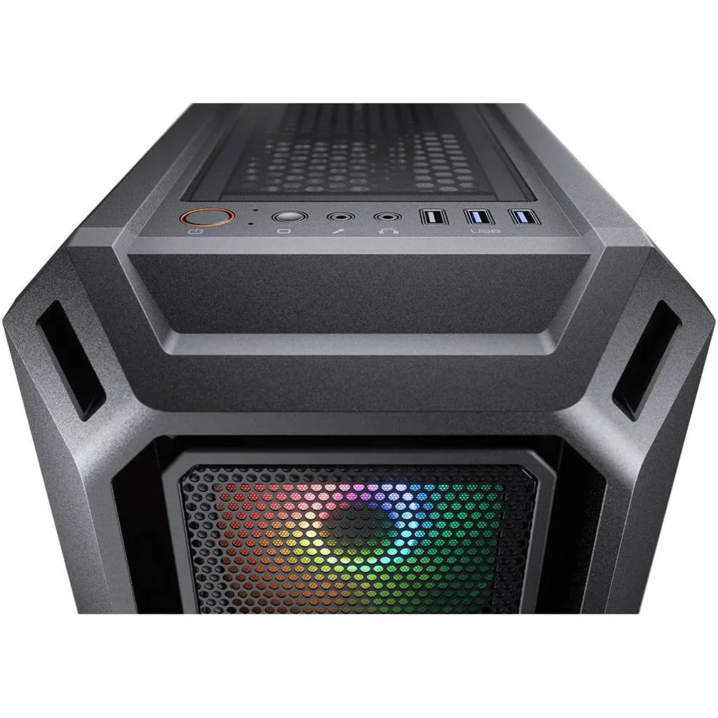 COUGAR MX440 Mesh RGB ATX Mid Tower PC Case, Temp Glass Panel, Superior Airflow, 3x120mm RGB Pre Inst Fans, Up to 360mm Radiator, USB 3.0 x 2, USB 2.0 / RGB Button, Black | CG-GC-MX440MESH-RGB-BLK - Image 5