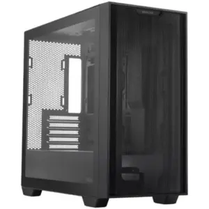 ASUS A21 micro-ATX PC Case, Tempered Glass Side & Mesh Front, up to 360mm Radiators Fits Up to 5x 140mm Fans, Clean Cable Mgt, 1 x 2.5" Bay 2 x 2.5"/3.5", 2x USB 3.2, Black | 90DC00H0-B09010
