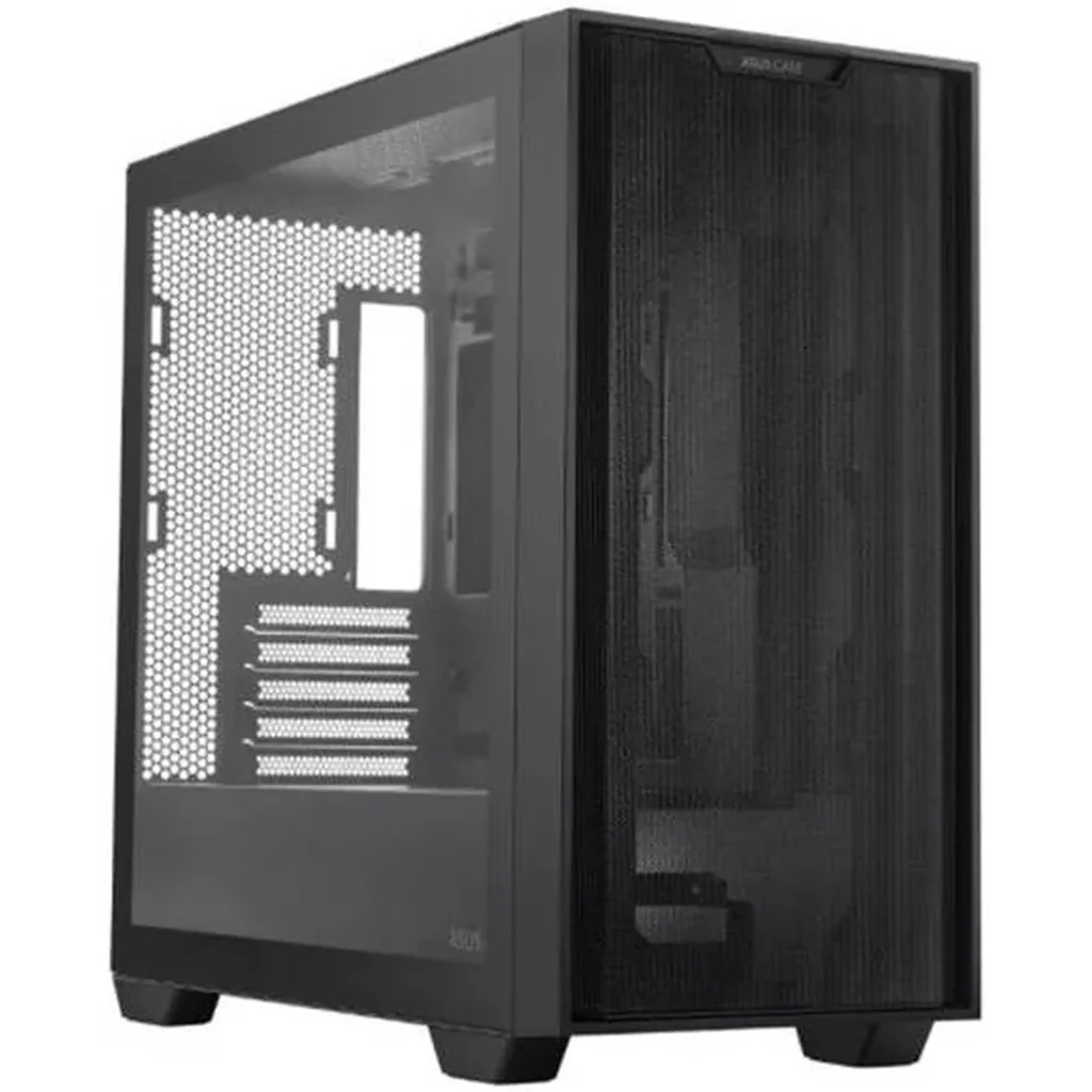 ASUS A21 micro-ATX PC Case, Tempered Glass Side & Mesh Front, up to 360mm Radiators Fits Up to 5x 140mm Fans, Clean Cable Mgt, 1 x 2.5" Bay 2 x 2.5"/3.5", 2x USB 3.2, Black | 90DC00H0-B09010