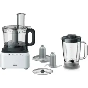 Braun PureEase Food Processor Blender, 800 W, 1.2 L, Simply One Touch,  2 Speeds + Pulse, Easy Click System, 2.1L Bowl Capacity, Compact Design, Black | FP 3131 WH