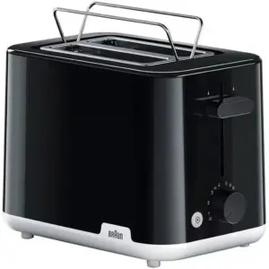 Braun Breakfast 1 Toaster, 900 W, 2 Slots, 8 Browning Settings, Bun Warmer, Bread High-Lift, Auto-Centering System, 3-In-1 Browning Knob, Removable Crumb Tray, 4-Way Protection, Black | HT 1010 BK