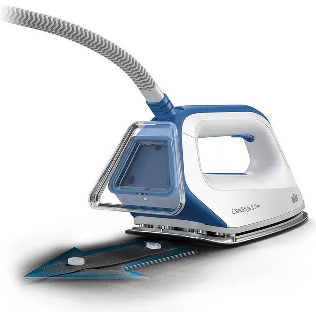 Braun CareStyle 3 Pro Steam Generator, 2400 Watts, Durable Soleplate, 3D FreeGlide, Easy Lock, Easy CalcClean, Double Steam Technology, Eloxal Plus, 2 L Water Tank, White/Blue | IS 3157 - Image 4