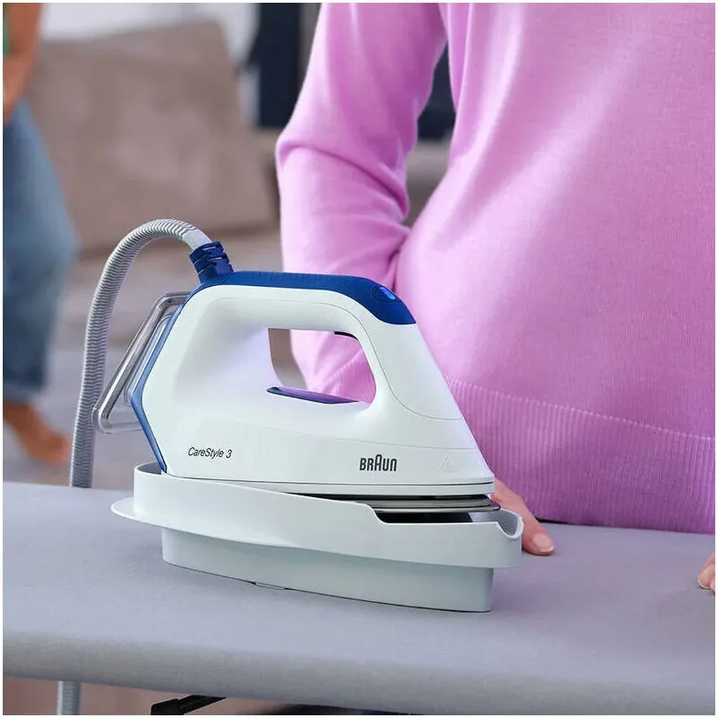 Braun CareStyle 3 Pro Steam Generator, 2400 Watts, Durable Soleplate, 3D FreeGlide, Easy Lock, Easy CalcClean, Double Steam Technology, Eloxal Plus, 2 L Water Tank, White/Blue | IS 3157 - Image 5