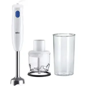 MultiQuick 1 Hand Blender, 450 Watts, Extra lightweight, Chopper 350 Ml, Easy 1-Speed, EasyTwist System, 600 Ml BPA-Free Plastic Beaker, BPA-Free Food Contact Parts, White/Blue | MQ10.201M WH