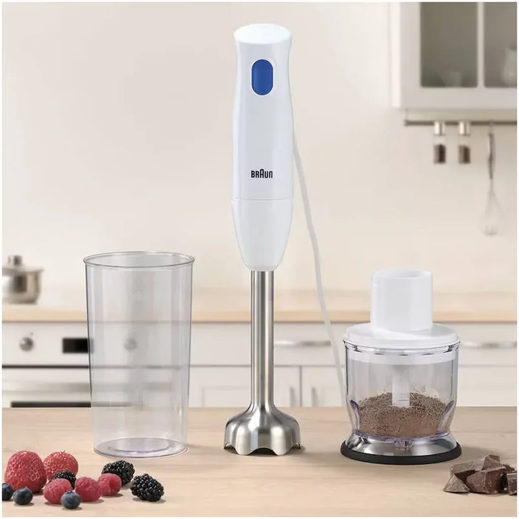 MultiQuick 1 Hand Blender, 450 Watts, Extra lightweight, Chopper 350 Ml, Easy 1-Speed, EasyTwist System, 600 Ml BPA-Free Plastic Beaker, BPA-Free Food Contact Parts, White/Blue | MQ10.201M WH - Image 5