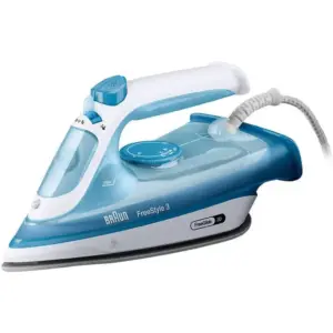Braun FreeStyle 3 Steam Iron, 2400 Watts, Precision Tip, 230g/min Stem Shot, 3D FreeGlide, Auto Shut-Off, ICare Mode, Eloxal Plus, Anti Drip, Self-Clean, Great Performance, Blue | FI 3144