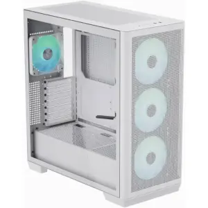 AEROCOOL C1 Mid-Tower ATX PC Case, High Air Flow, 4 Pre-installed 30mm APNX FP1 Fans, Support Up to 360mm Radiators, Cable Management, USB3.0 x 2 / USB C x 1 / HD Audio, White | C1-WT-v1